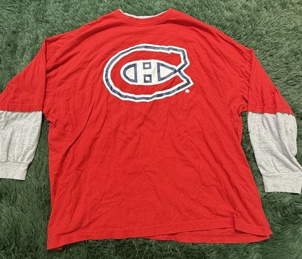 Majestic Montreal Canadiens NHL Men's 5X Red Grey Long Sleeve T-Shirt Fan